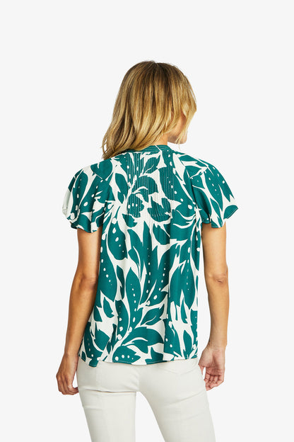 Mono Leaf Pintuck Top