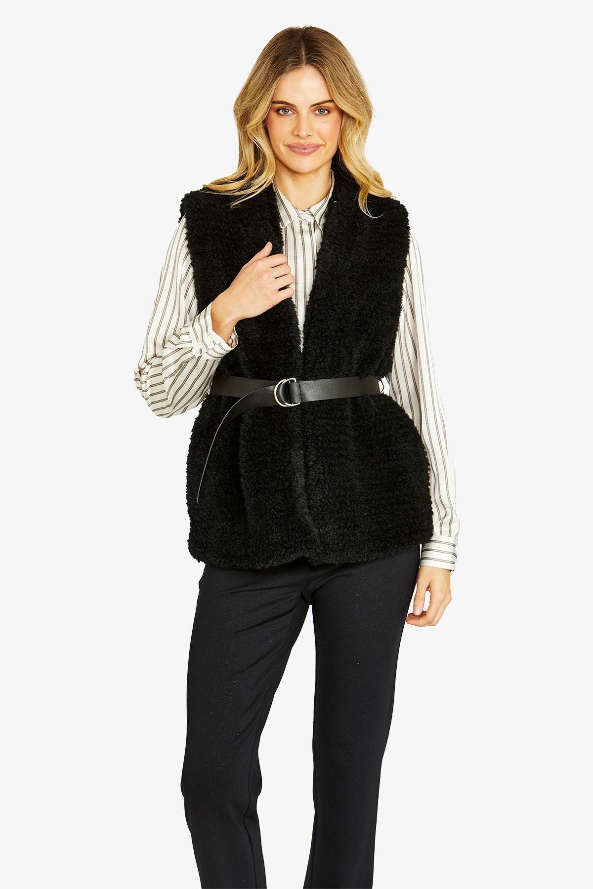 Womens Motty Poodle Vest Black P605417
