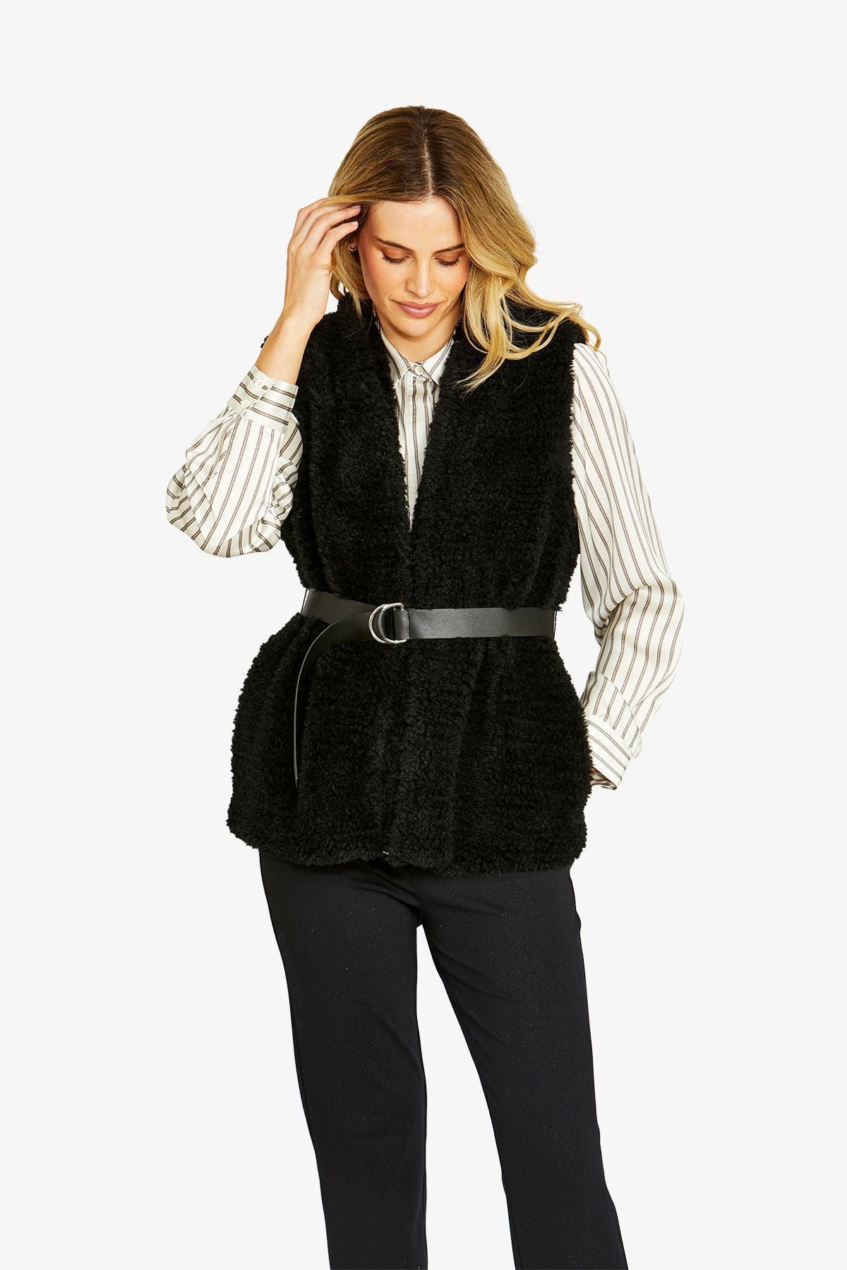 Womens Motty Poodle Vest Black P605417
