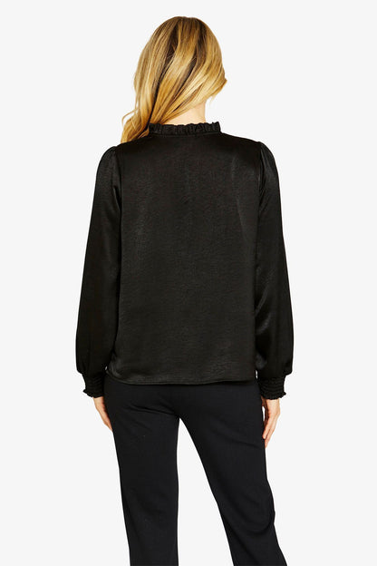 Womens Nessa Shirred Blouse Black P605322