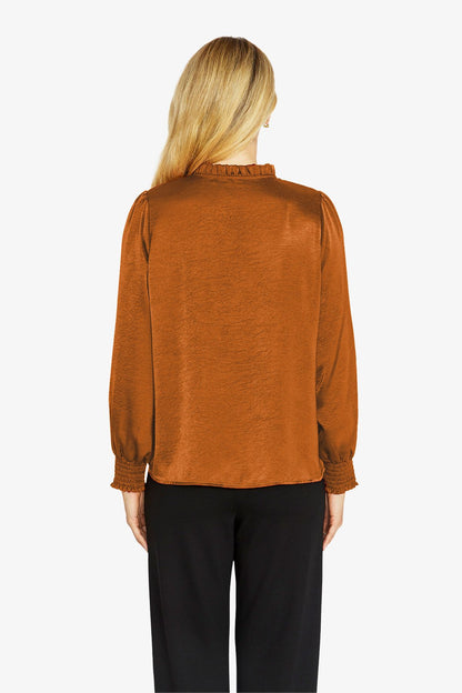 Womens Nessa Shirred Blouse Orange P605322