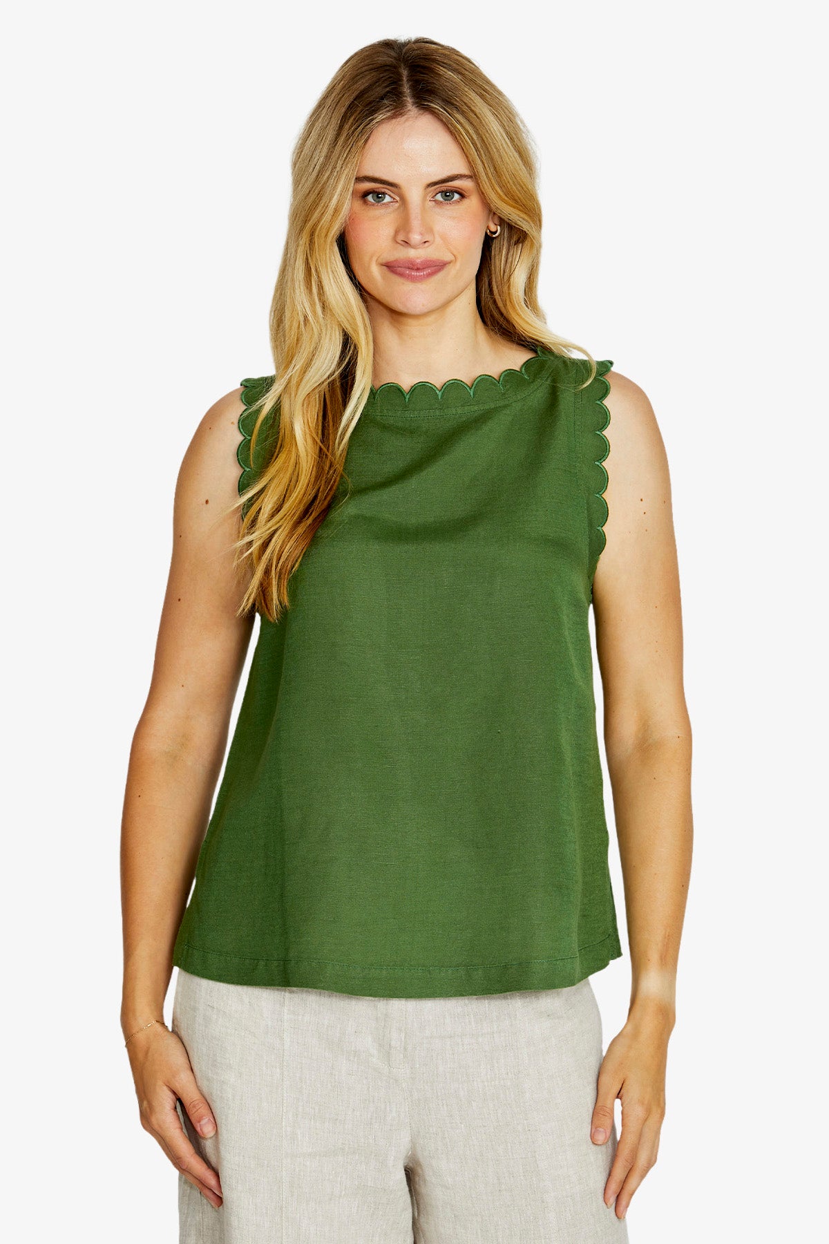 Womens Oakley Scallop Trim Top Green P615354