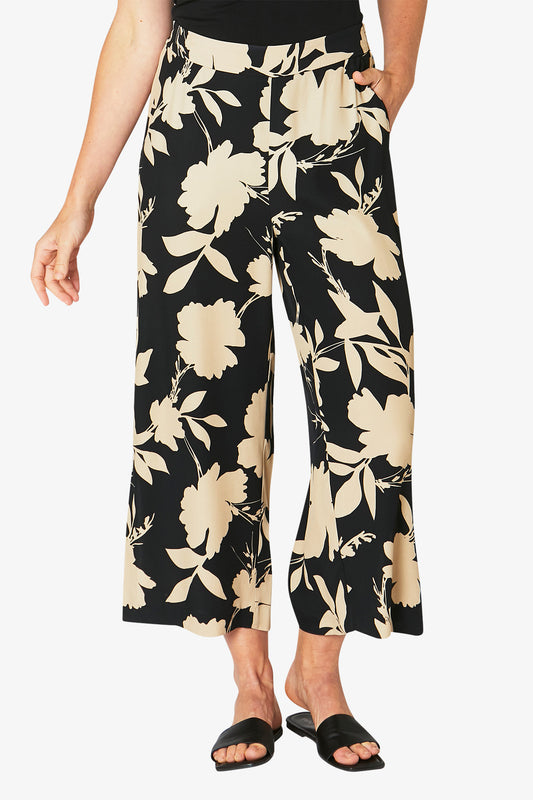 Painted Floral Culottes Black and Beige