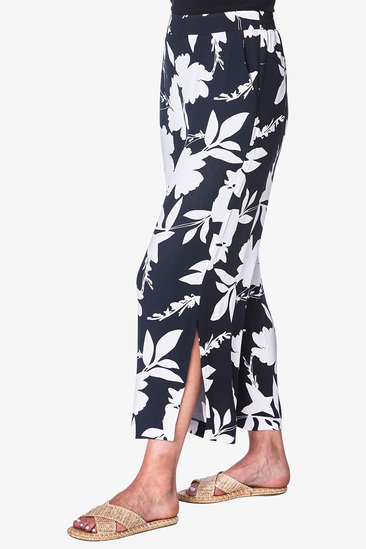 Painted Floral Culottes Black and White
