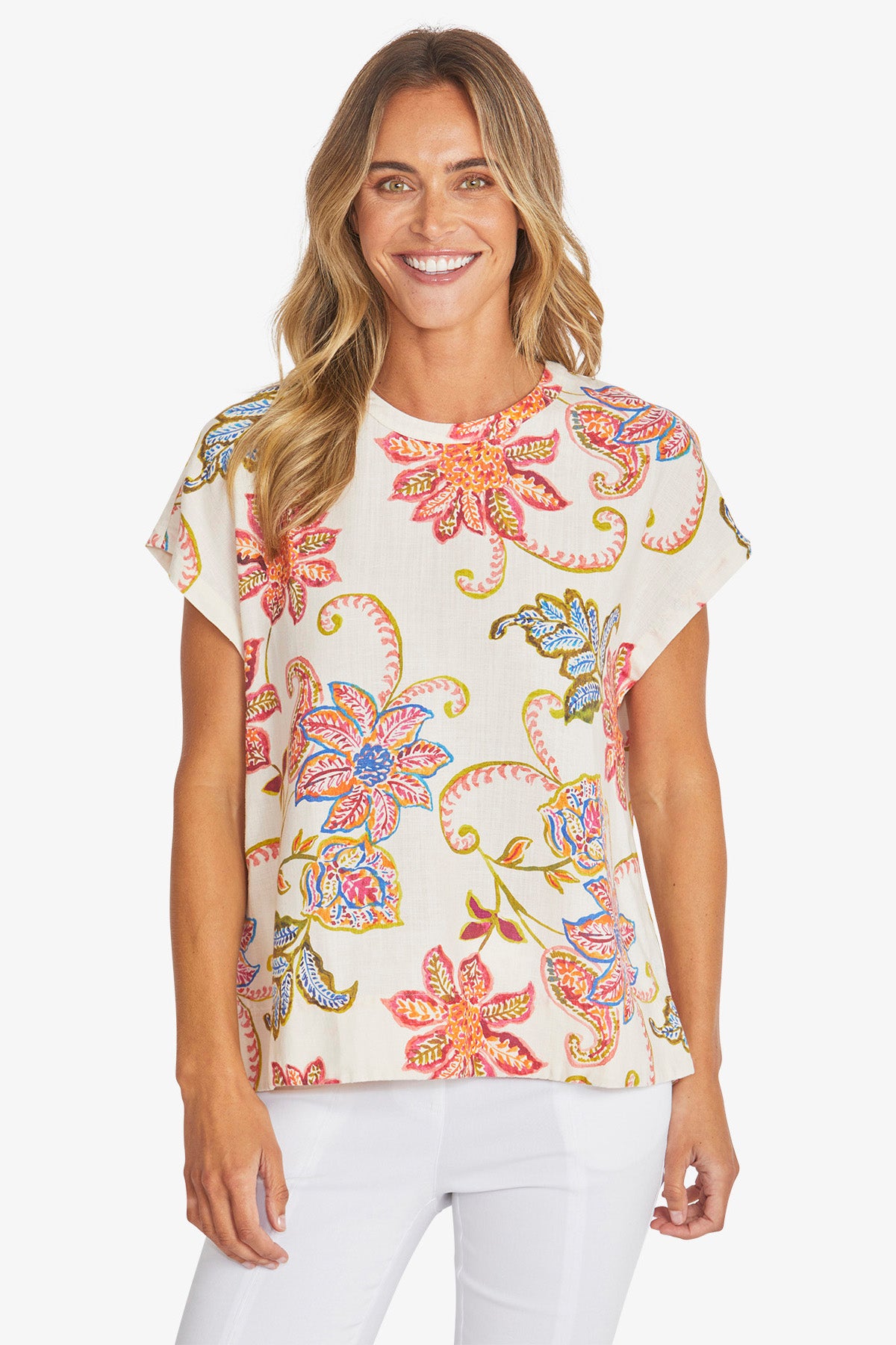 Womens Pascale Button Back Top Multicolor P595347