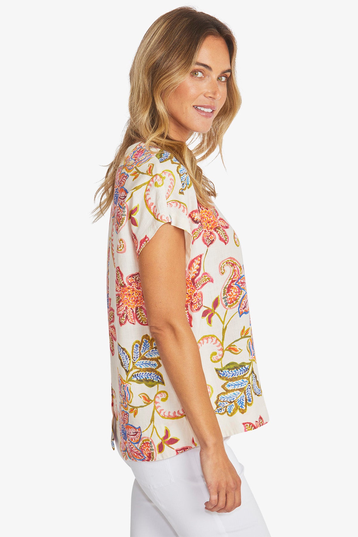 Womens Pascale Button Back Top Multicolor P595347