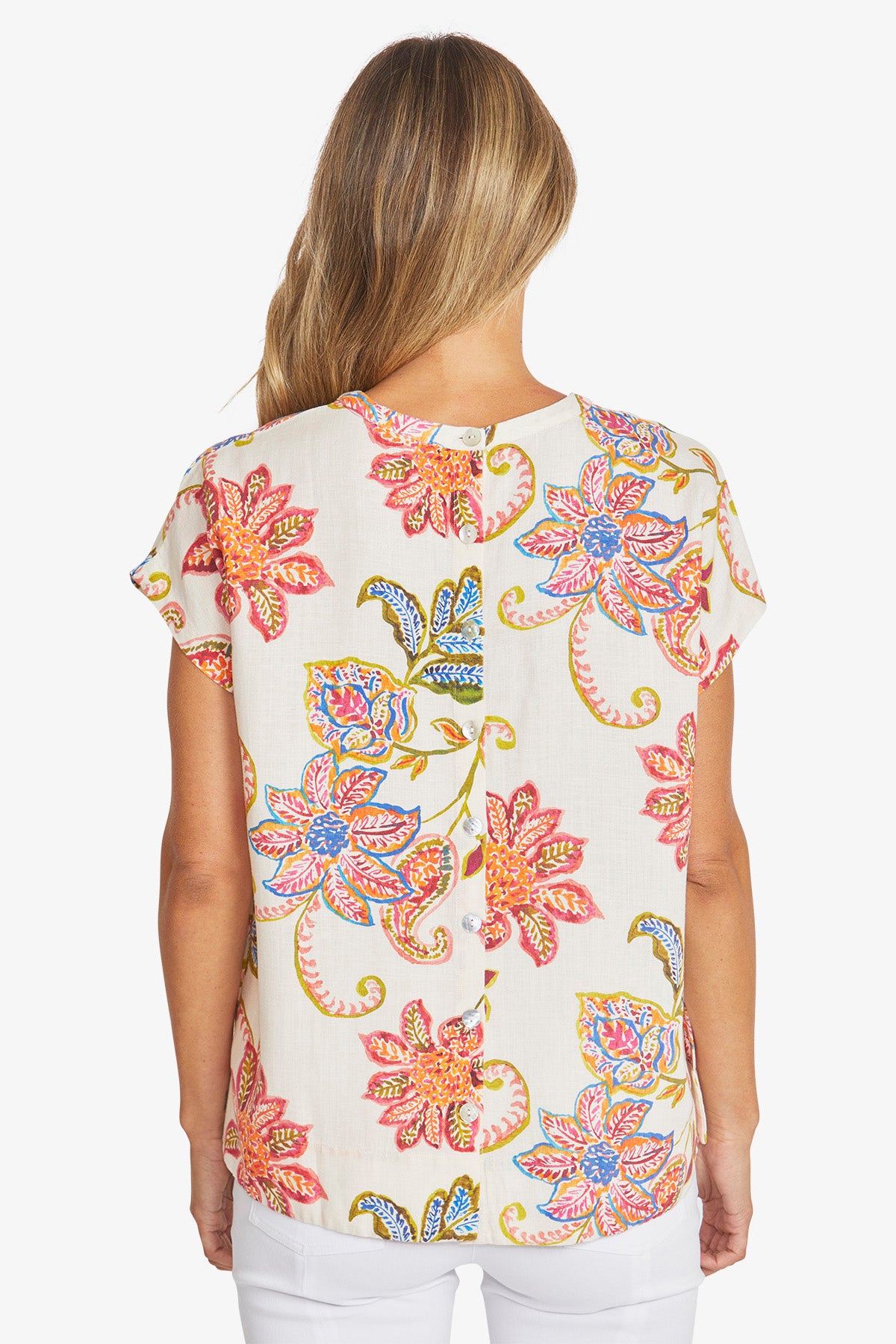 Womens Pascale Button Back Top Multicolor P595347