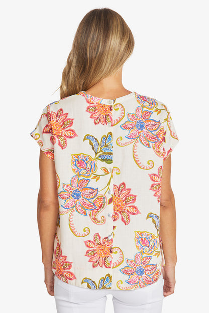 Womens Pascale Button Back Top Multicolor P595347