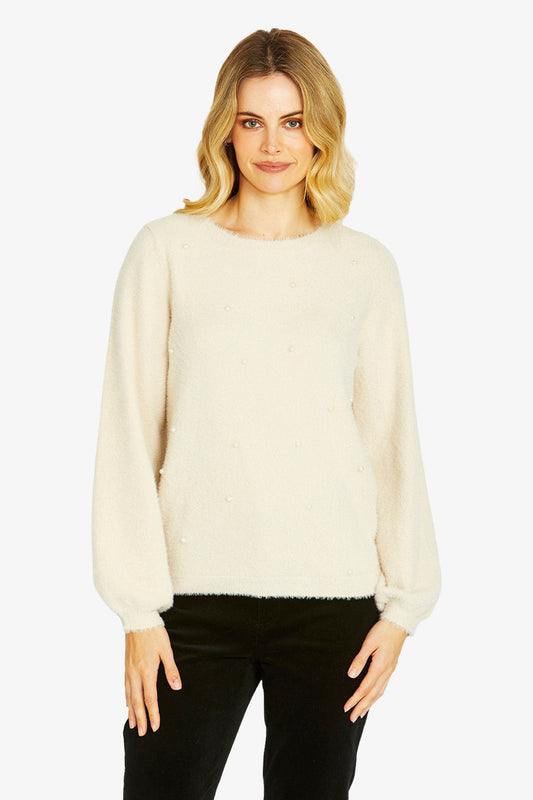 Womens Pearl Fluffy Pullover White P605028