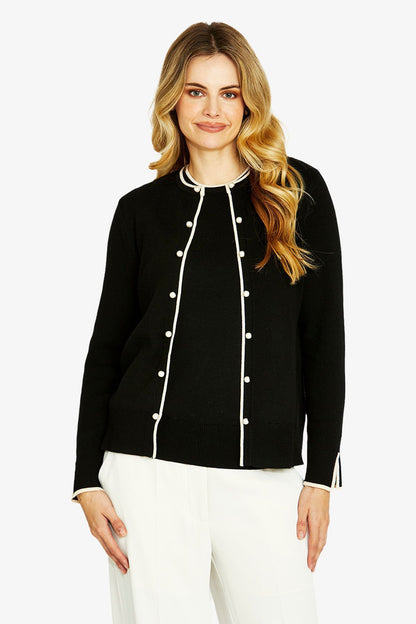 Womens Penny Tipped Cardigan Black P605043