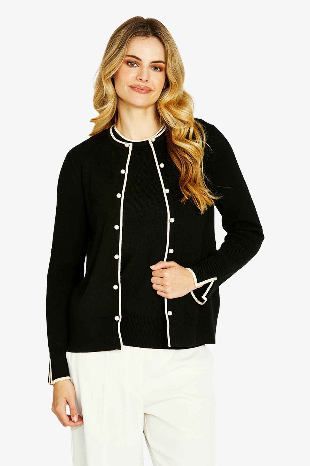 Womens Penny Tipped Cardigan Black P605043