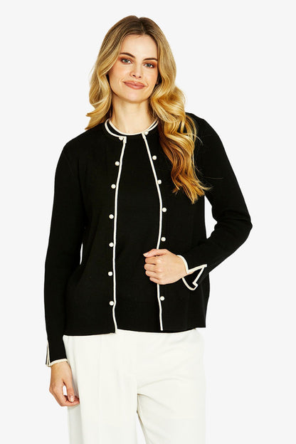 Womens Penny Tipped Cardigan Black P605043