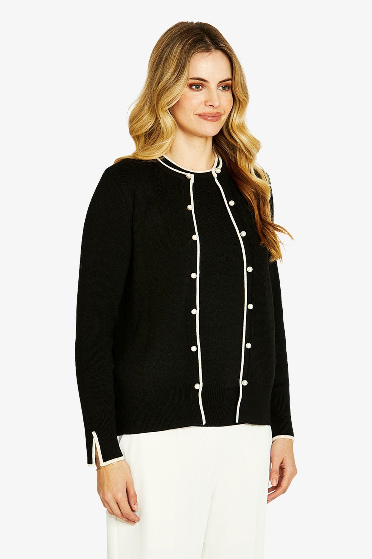 Womens Penny Tipped Cardigan Black P605043