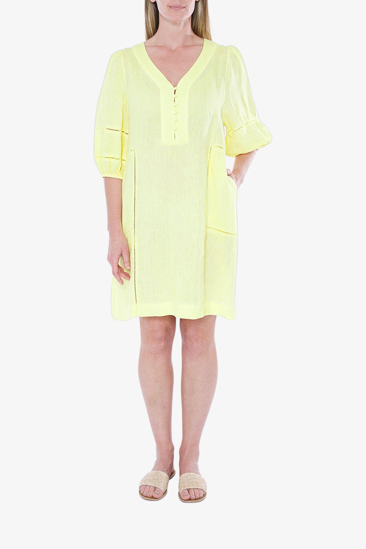 Pigment Linen Dress Lemonade