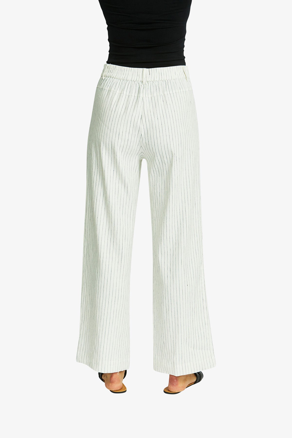 Women's Pinstripe Pant in Navy and Ivory Cream | Amanza