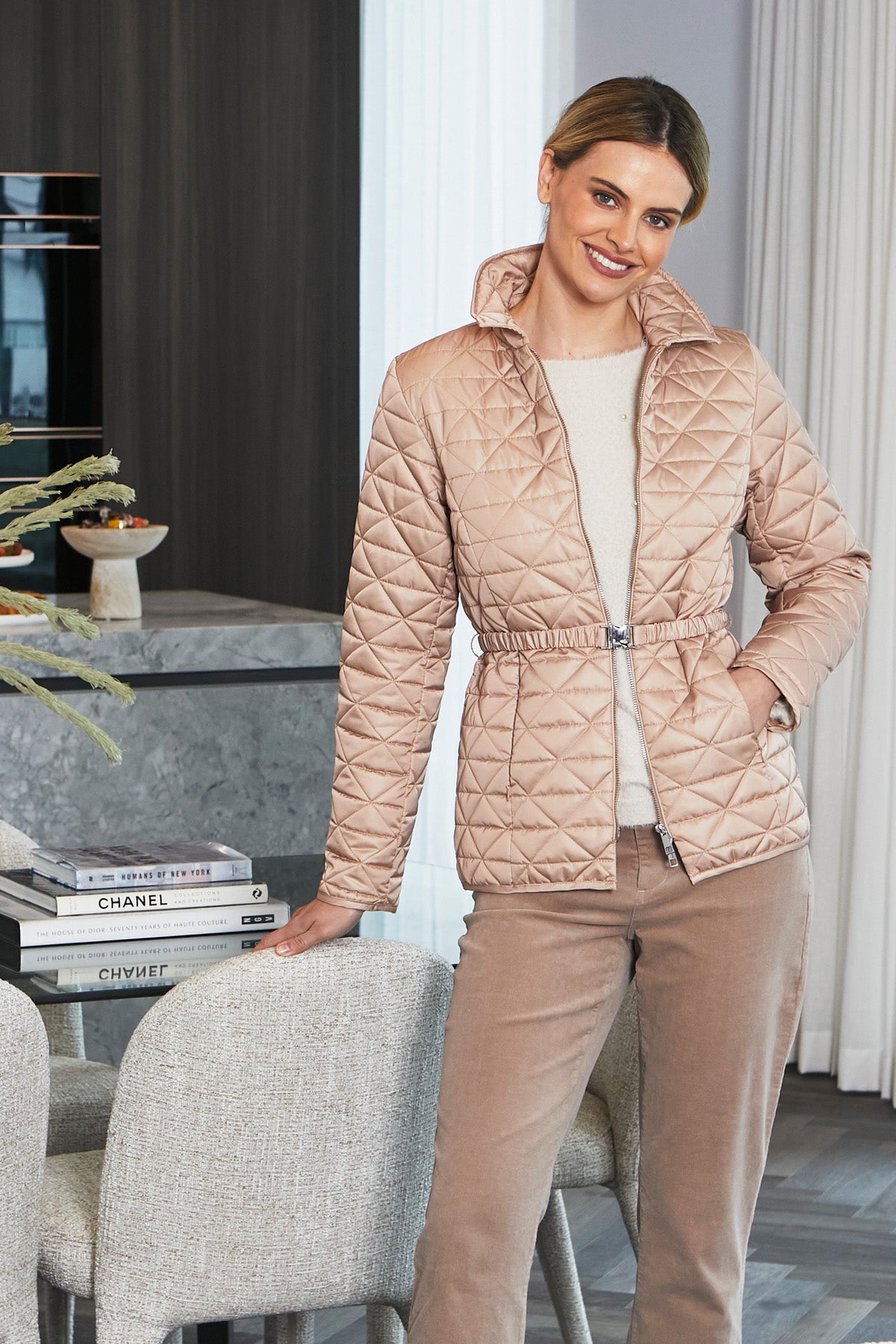 Womens Pippaquiltedpufferjacket Beige P605421