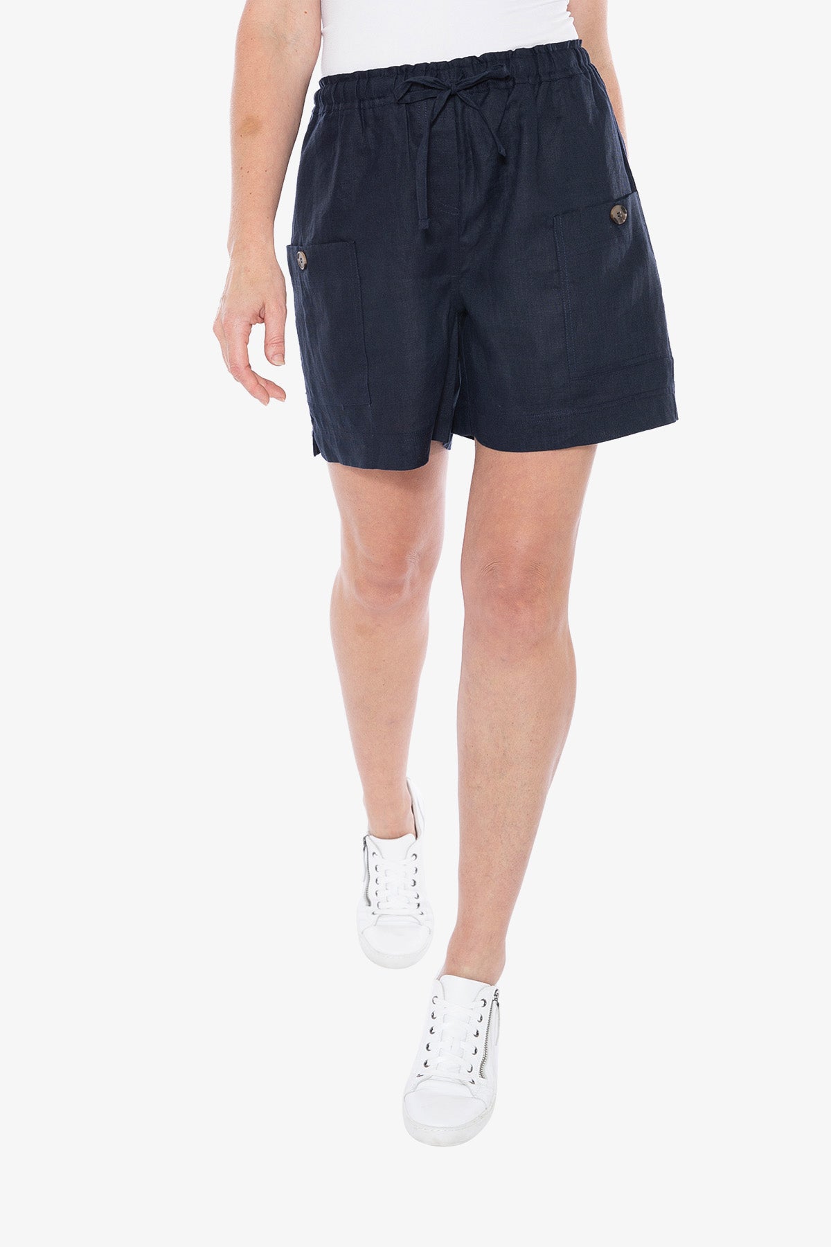 Pocket Linen Short Navy