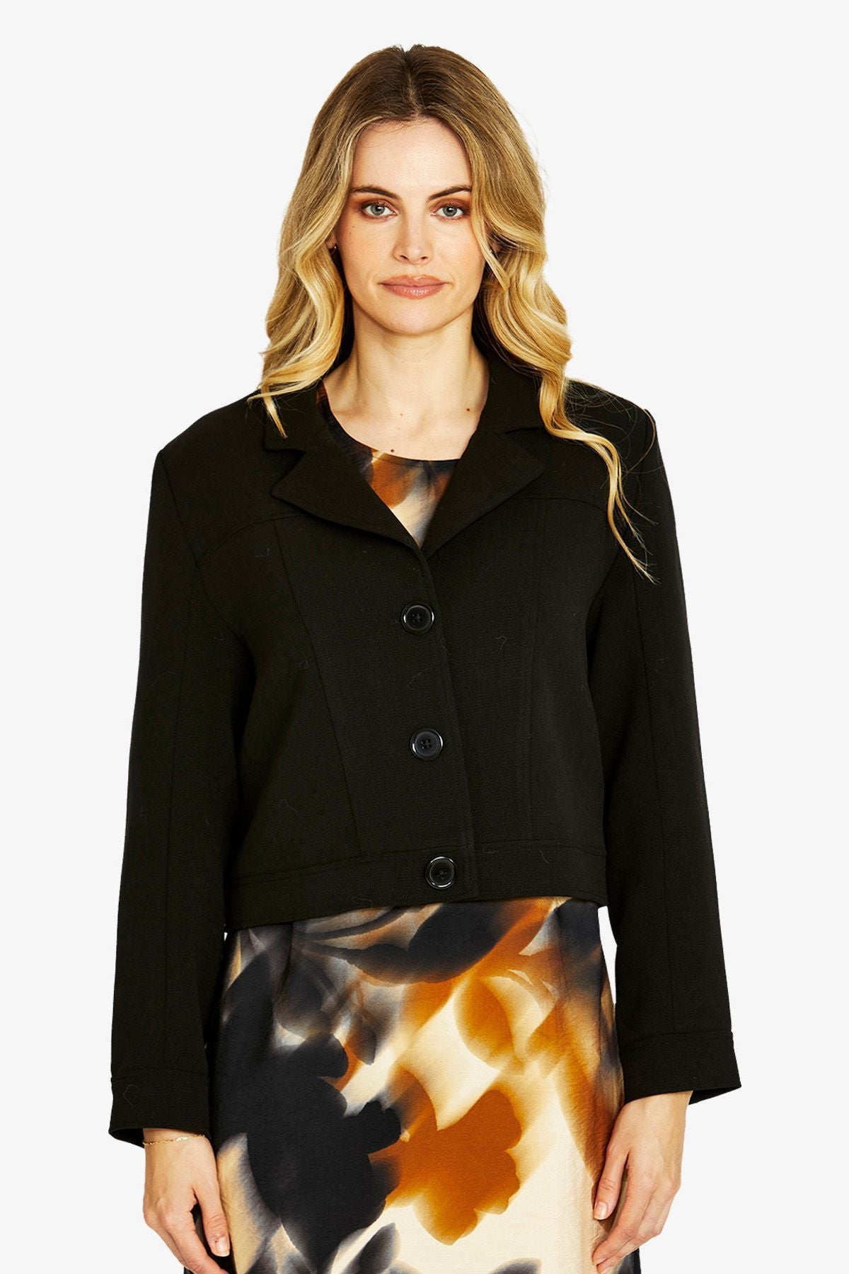 Womens Ponte Cropped Blazer Black P605422