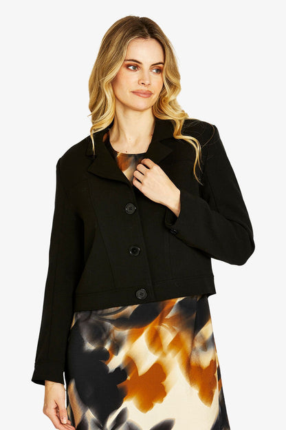 Womens Ponte Cropped Blazer Black P605422