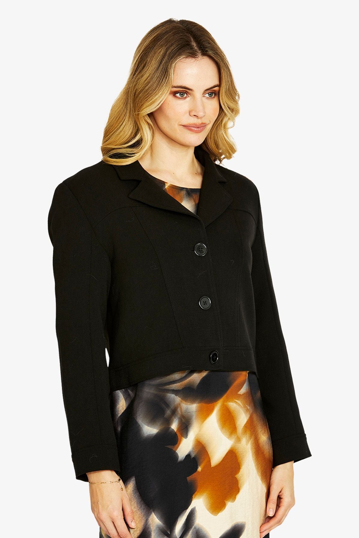 Womens Ponte Cropped Blazer Black P605422