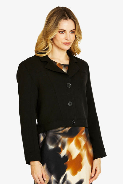 Womens Ponte Cropped Blazer Black P605422