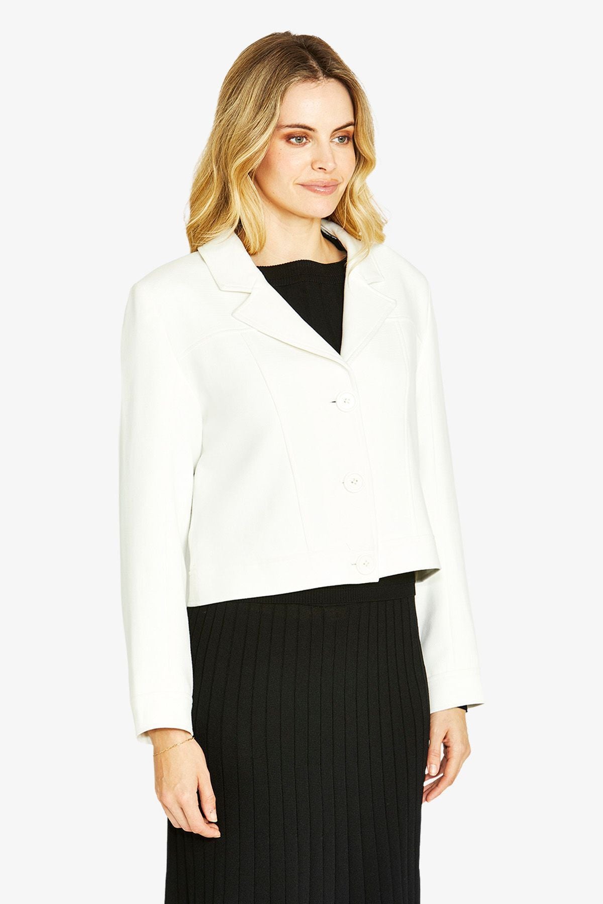 Womens Ponte Cropped Blazer White P605422