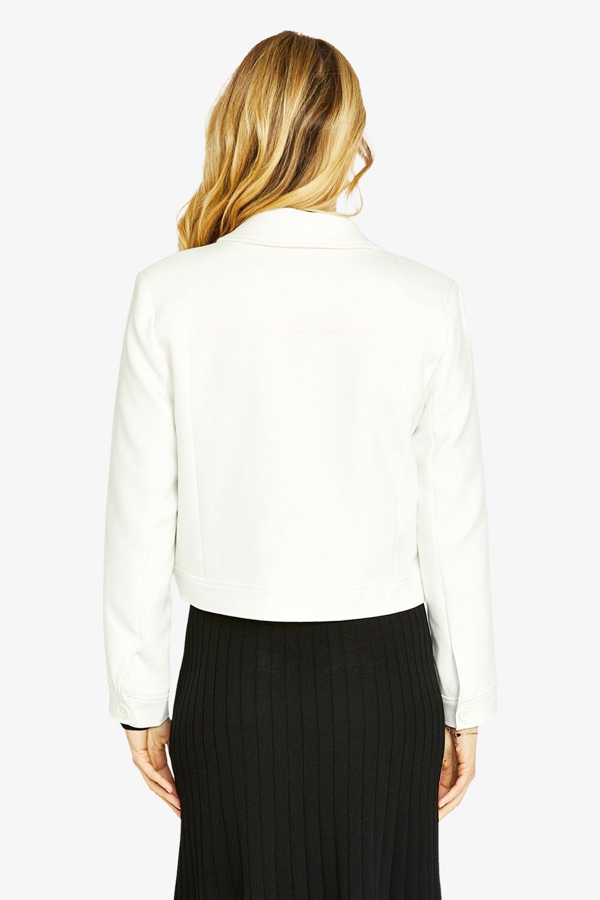 Womens Ponte Cropped Blazer White P605422