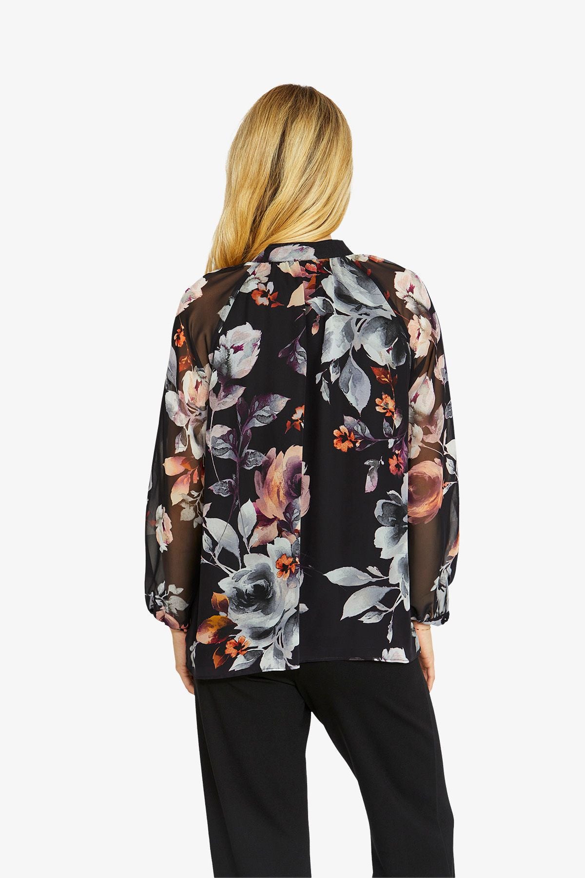 Womens Porcelain Floral Blouse Multicolor P605315