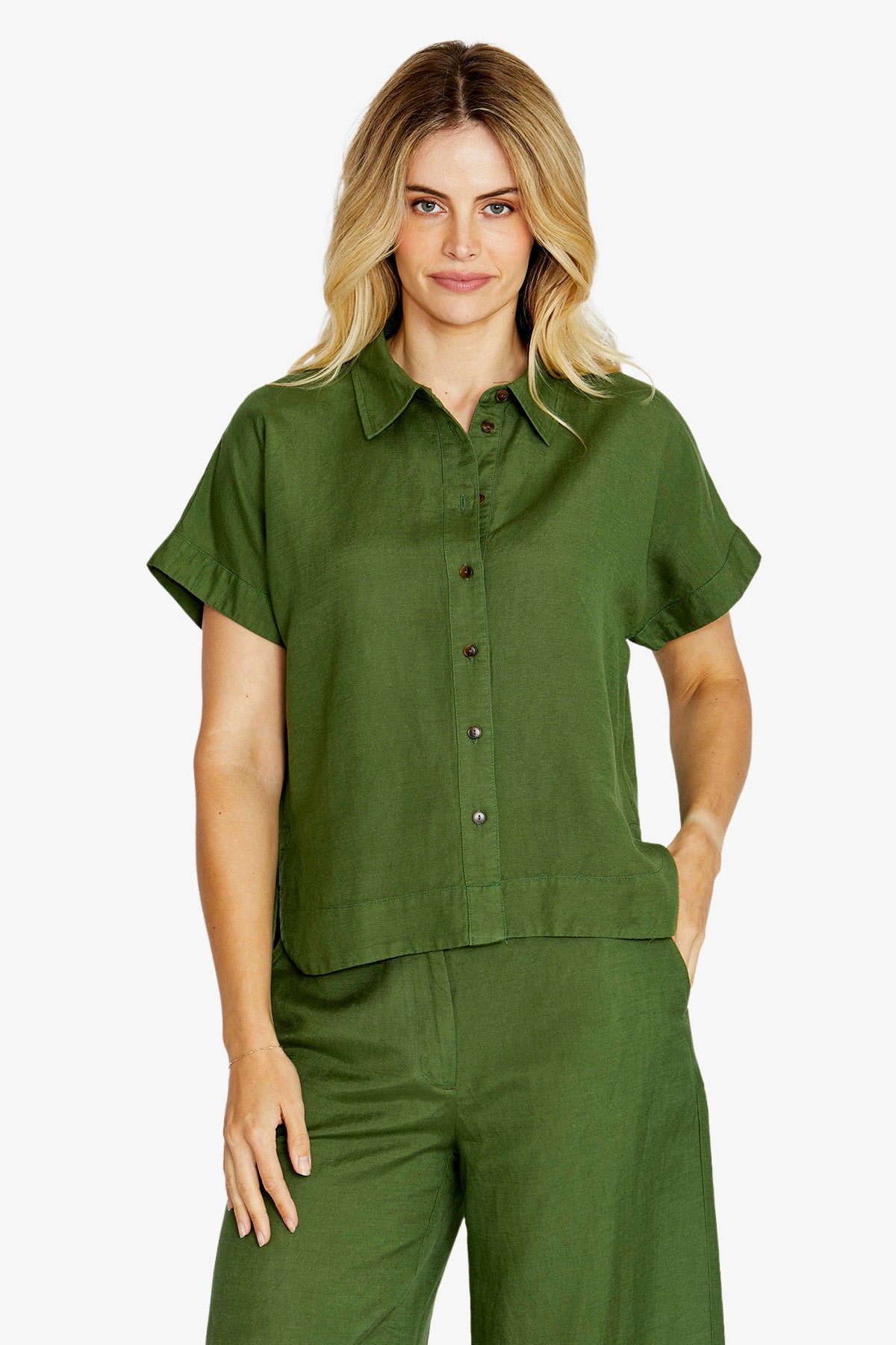 Womens Remi Slouchycrop Shirt Green P615318