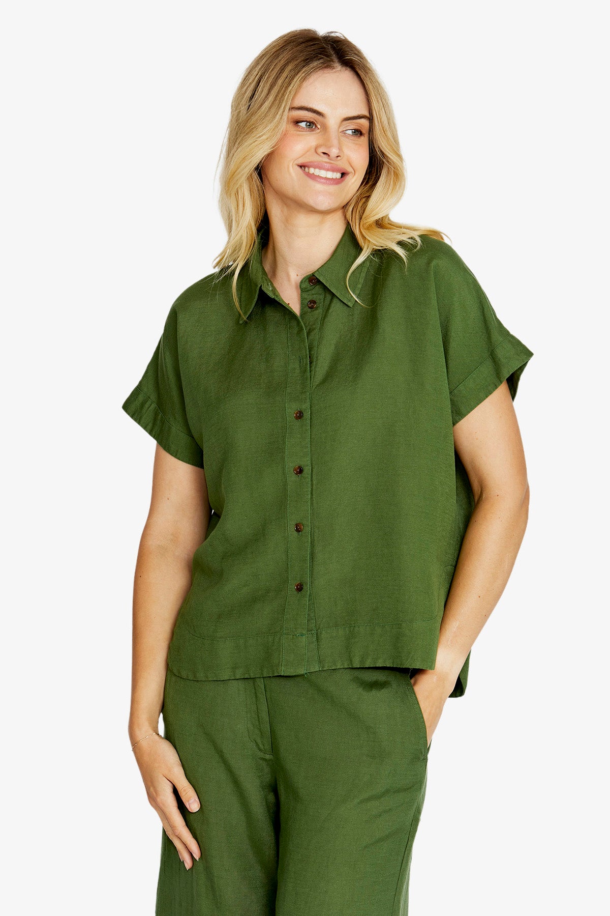 Womens Remi Slouchycrop Shirt Green P615318