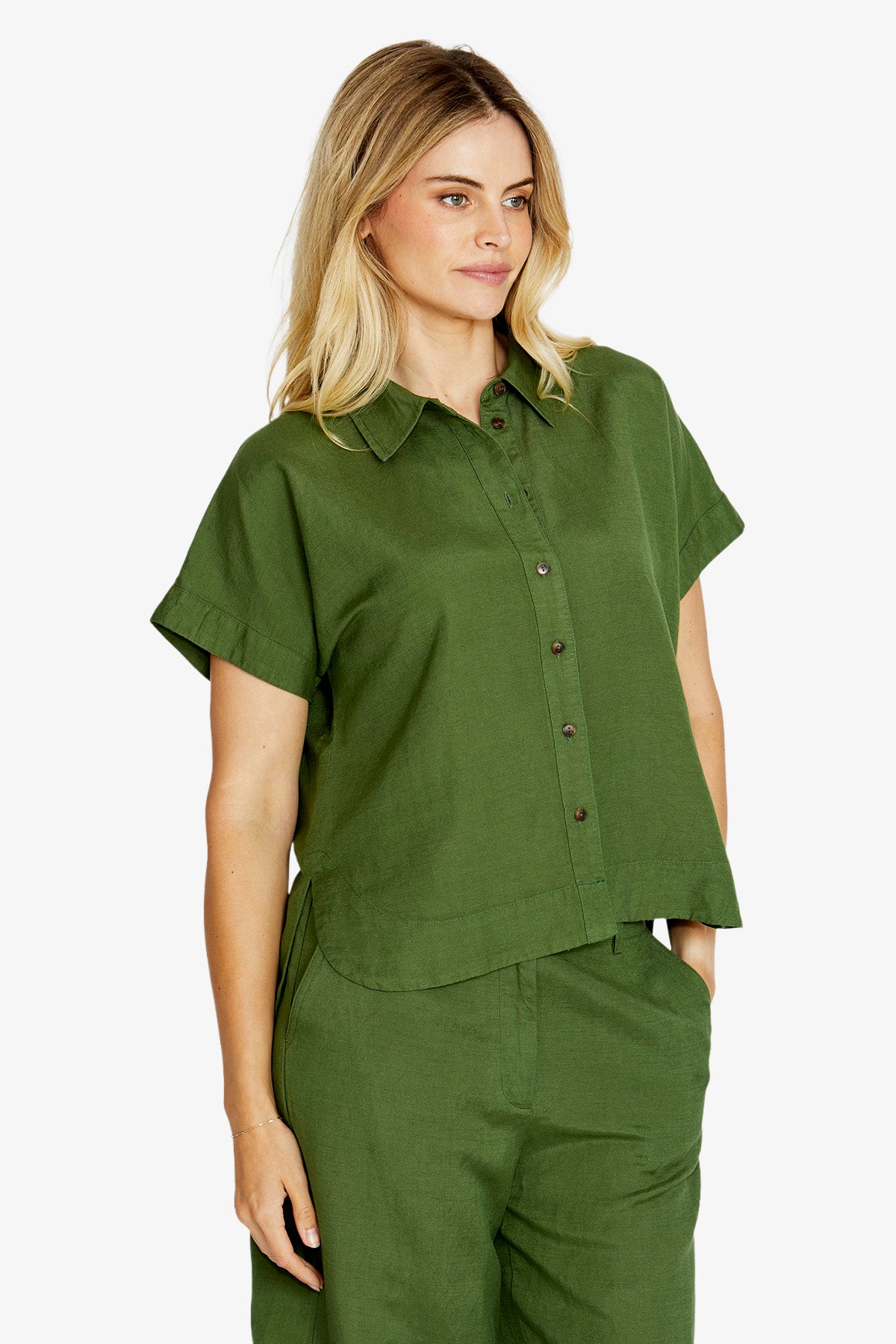 Womens Remi Slouchycrop Shirt Green P615318