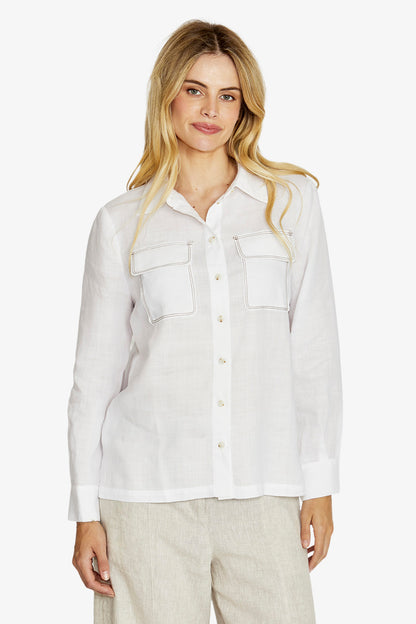 Womens Rita Contraststitch Shirt White P615308