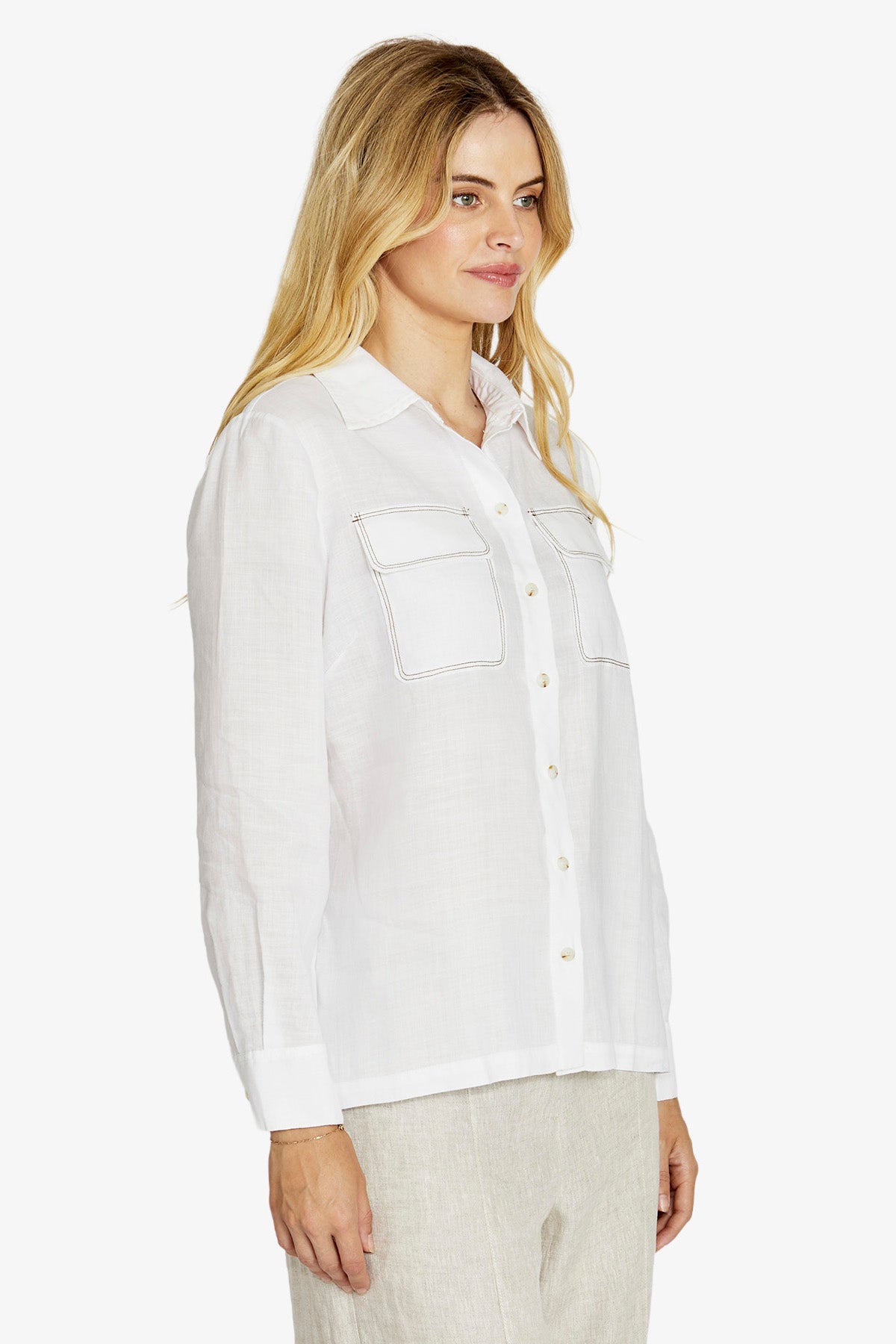 Womens Rita Contraststitch Shirt White P615308