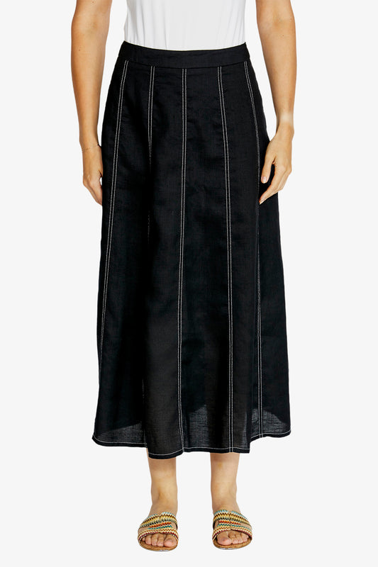 Womens Ritacontrstitchpanelskirt Black P615601