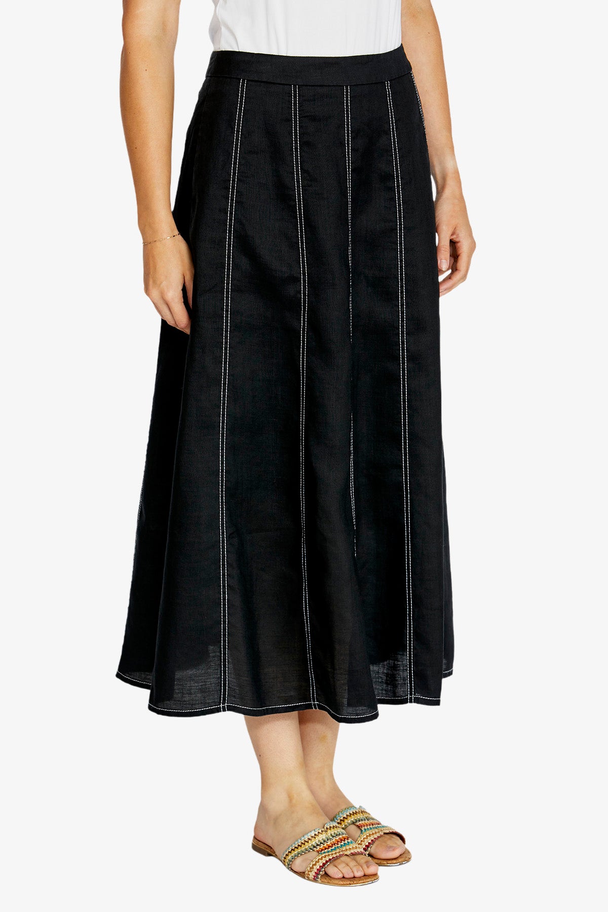 Womens Ritacontrstitchpanelskirt Black P615601