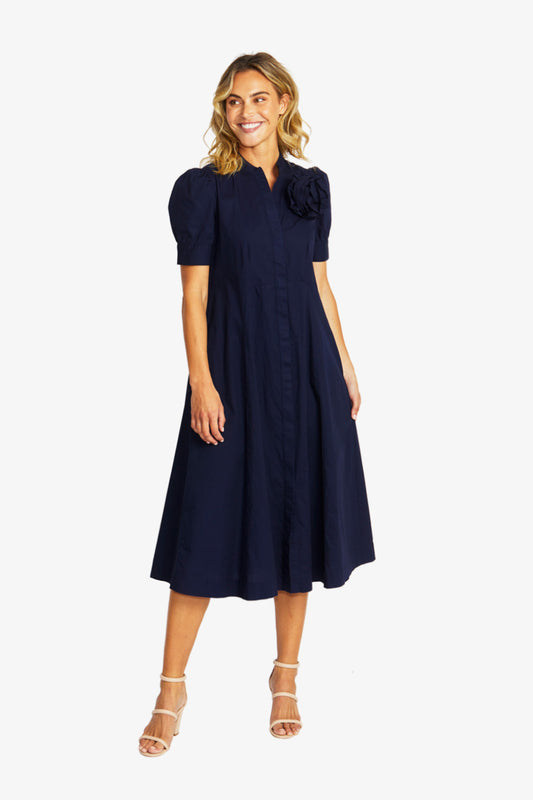 Women's Rosette Dress in Navy | Audrey