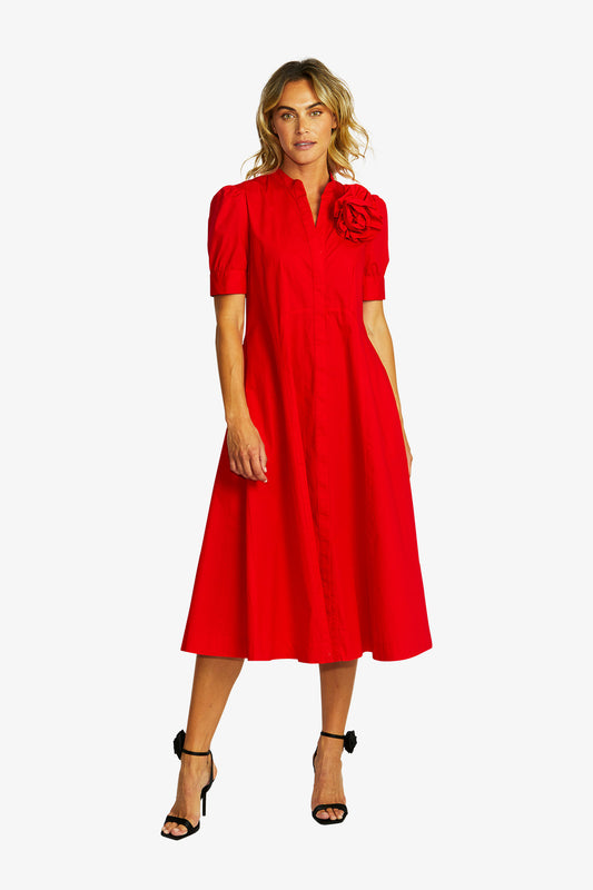 Women's Rosette Dress in Poppy Red | Audrey