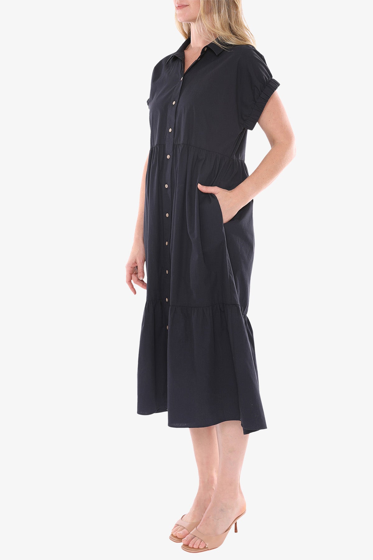 Women's Ruffle Shirt Dress Indigo