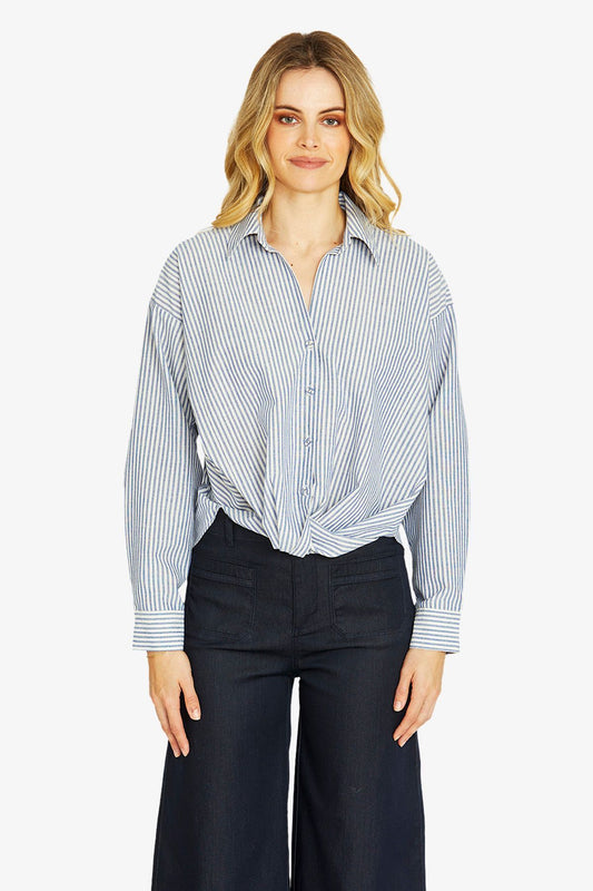 Womens Sadie Tie Front Shirt Blue P605314