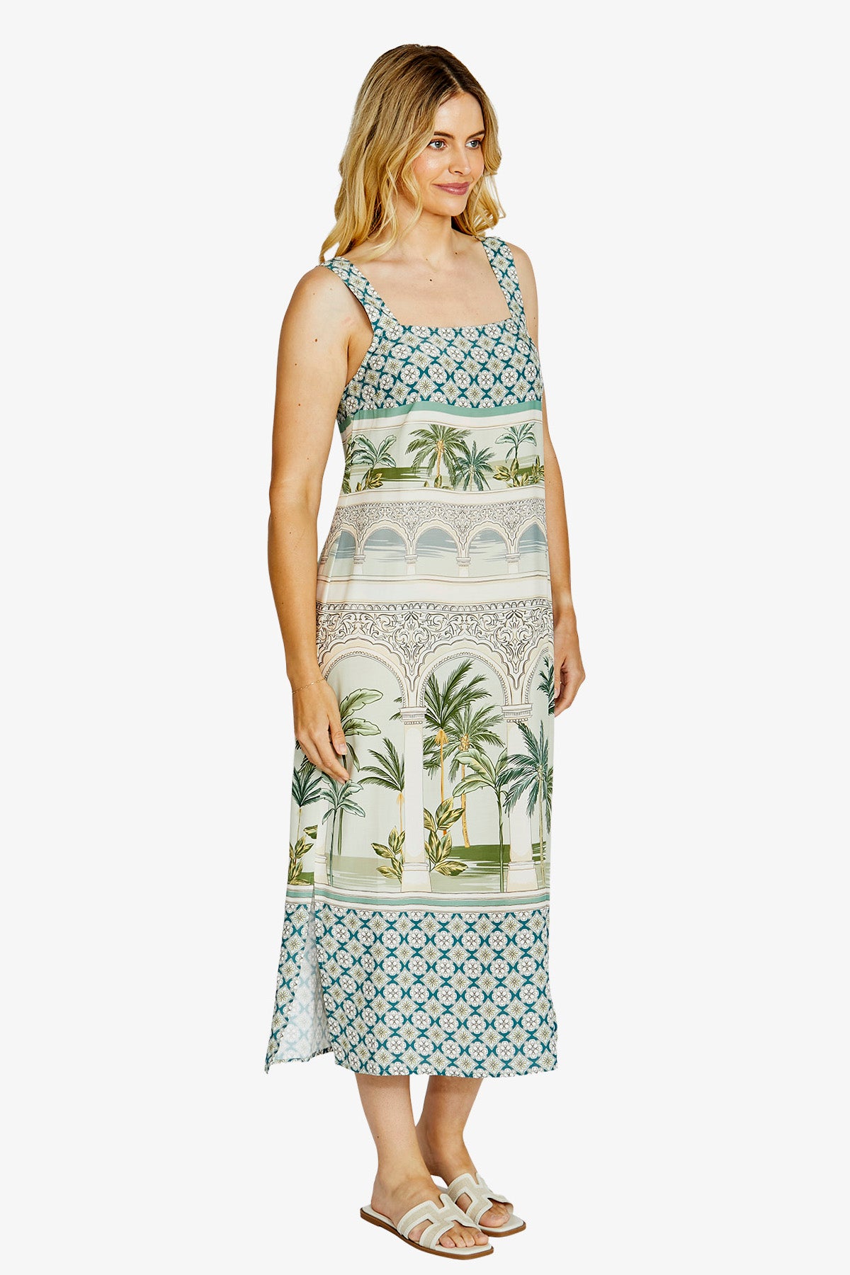Womens Salli Squarenk Midi Dress Multicolor P615516