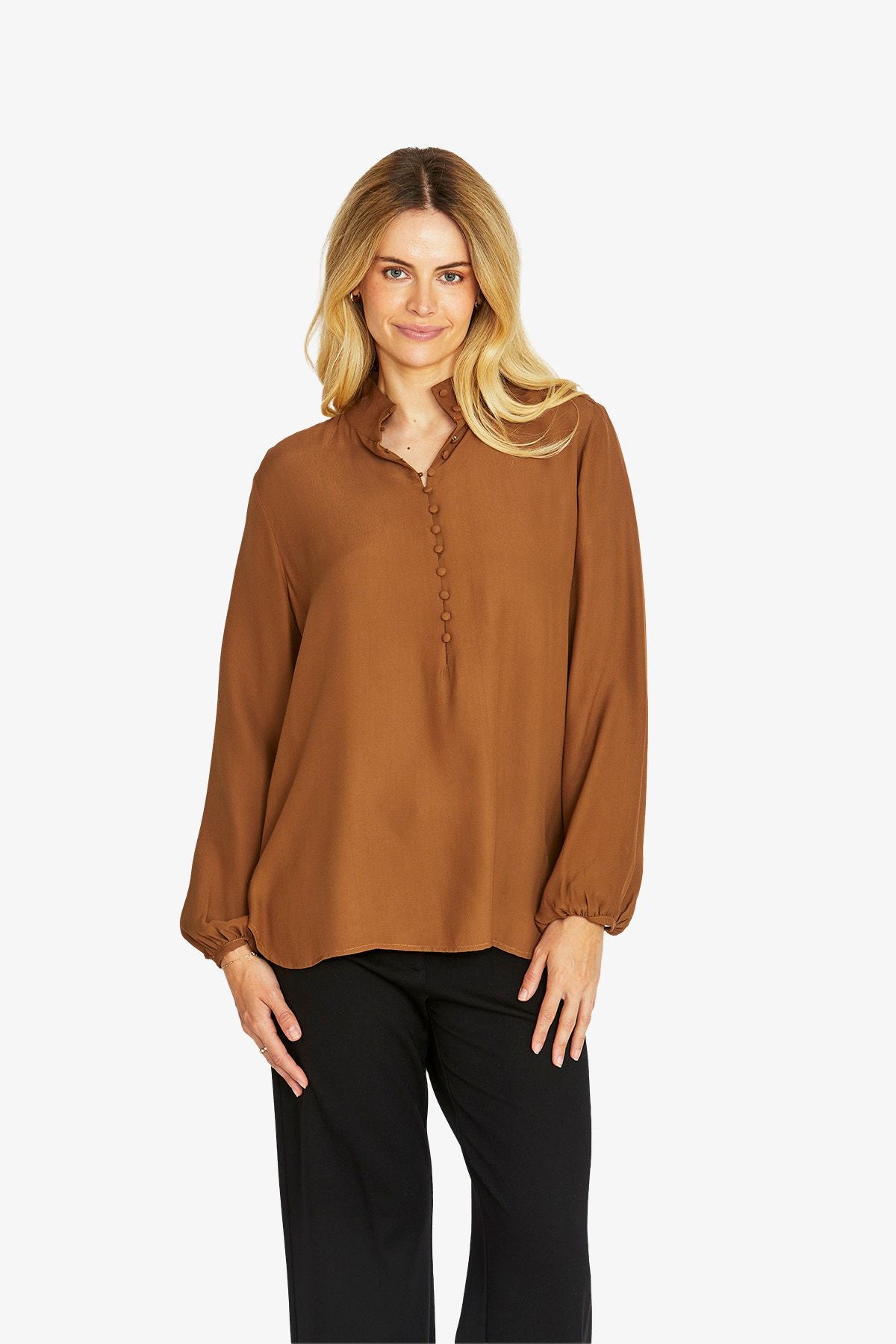 Womens Sammi Buttondown Blouse Brown P605326