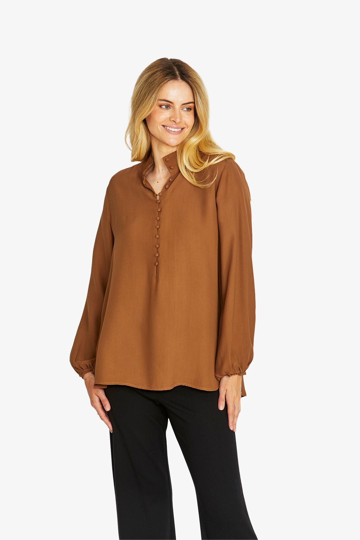 Womens Sammi Buttondown Blouse Brown P605326
