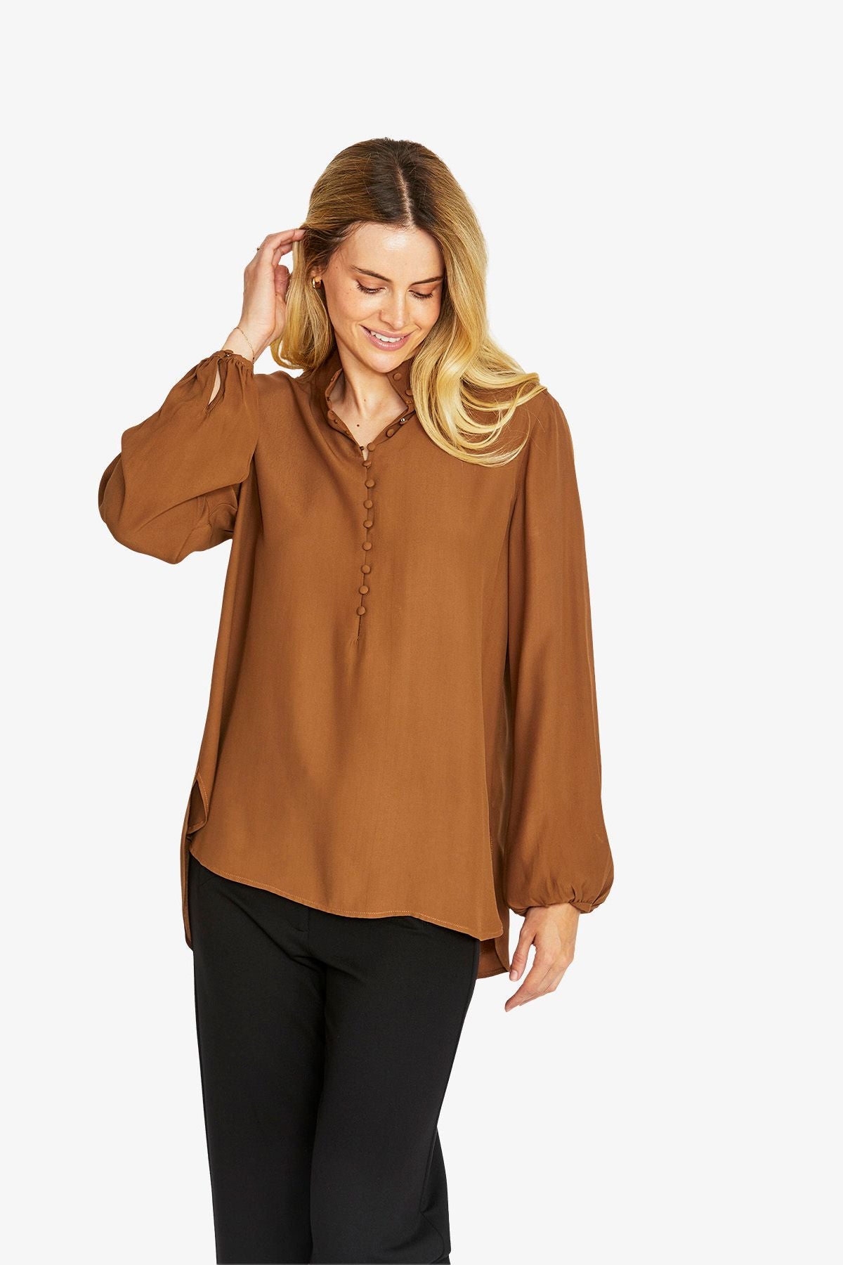 Womens Sammi Buttondown Blouse Brown P605326