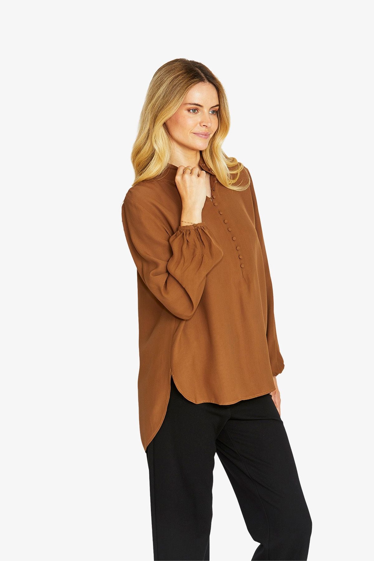 Womens Sammi Buttondown Blouse Brown P605326