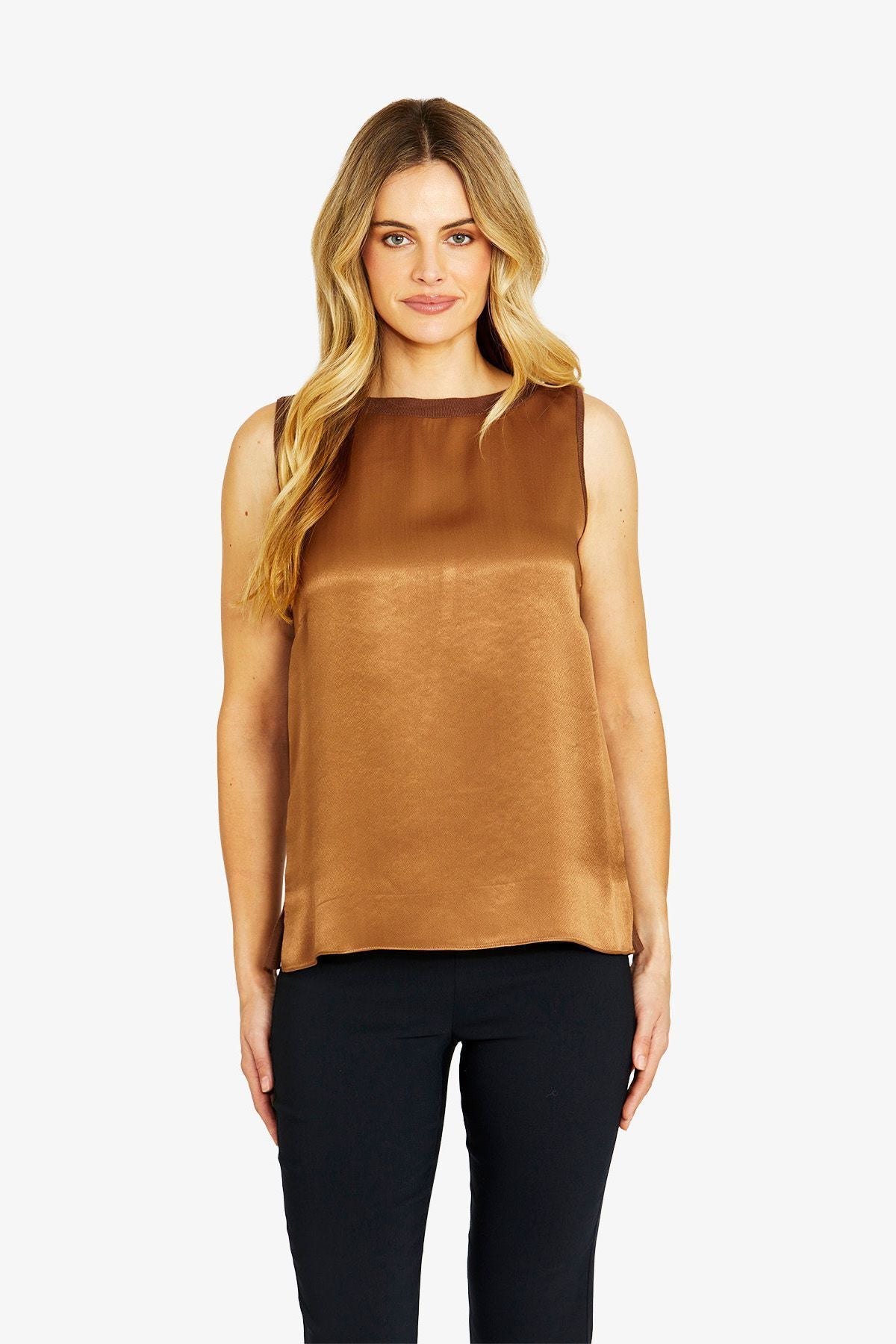 Womens Sammicontrast Knittank Brown P605301