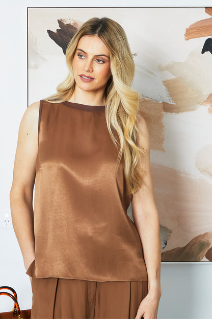 Womens Sammicontrast Knittank Brown P605301