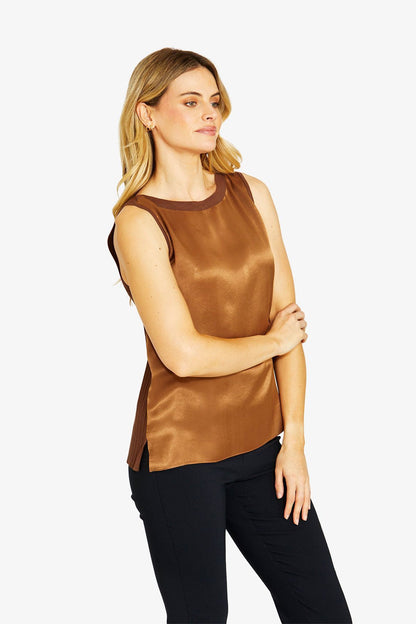 Womens Sammicontrast Knittank Brown P605301