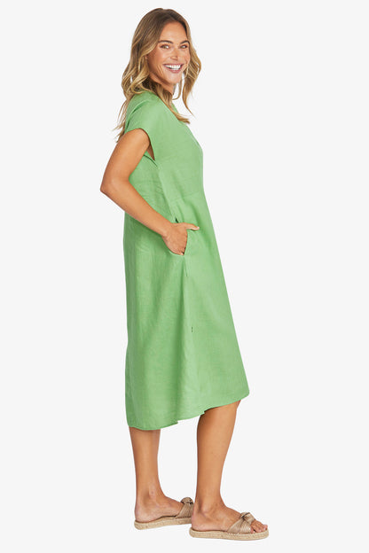Womens Sammy Linen Dress Green P595544