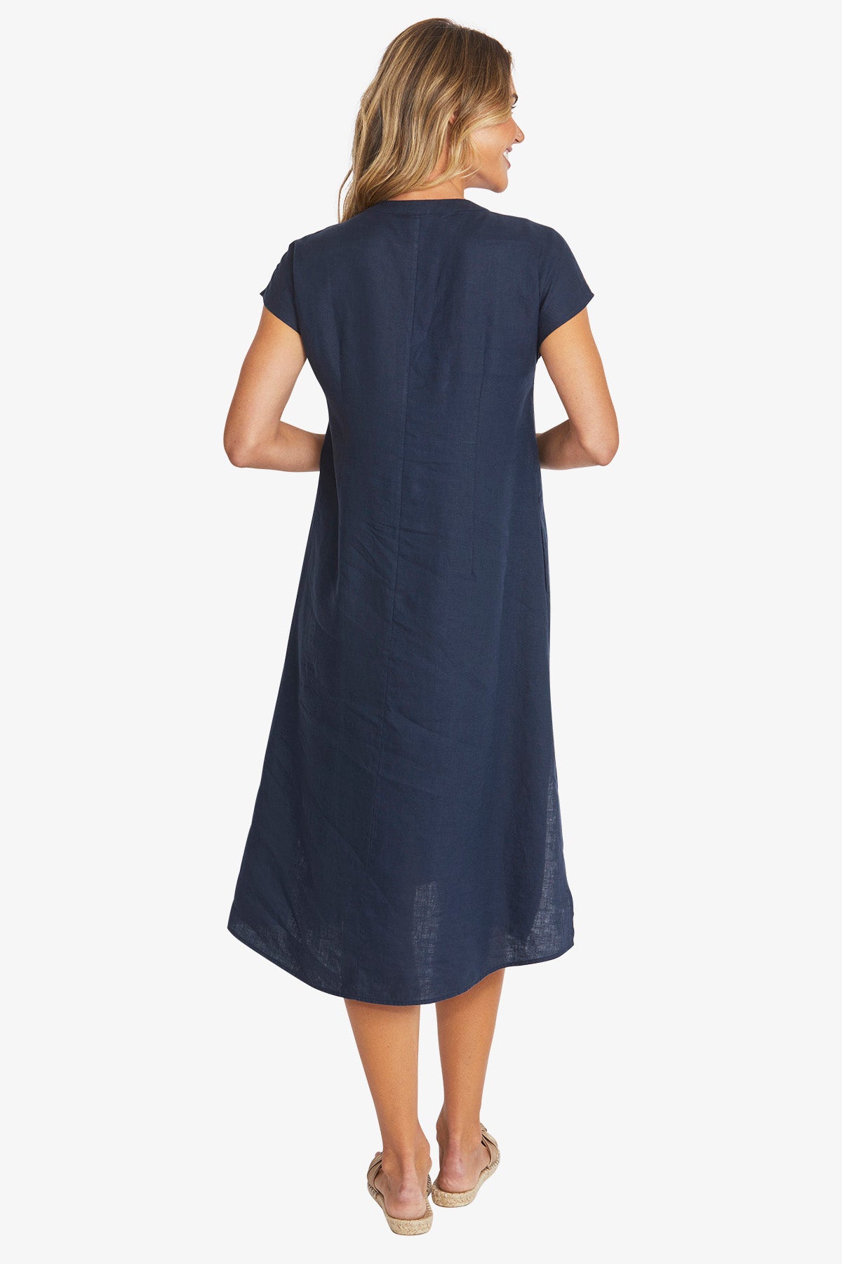 Womens Sammy Linen Dress Navy P595544