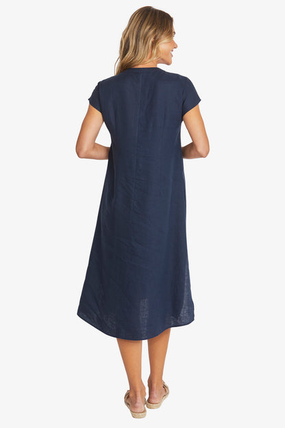 Womens Sammy Linen Dress Navy P595544
